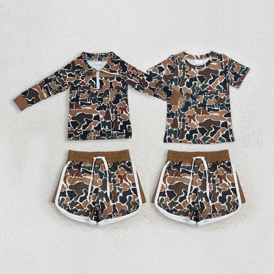 RTS NO MOQ sibling baby boy clothes camouflage long sleeved setS