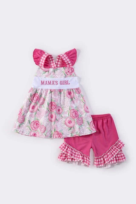 Custom moq 3 eta 7/8week moq 5 eta /4/5week baby girl clothes mama girl flying Sleeve briefs Shorts Set dress