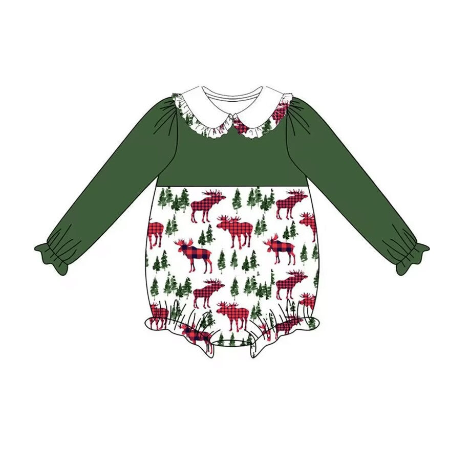 custom moq 5 eta 4-5weeks Christmas Elk Long Sleeve Winter Romper