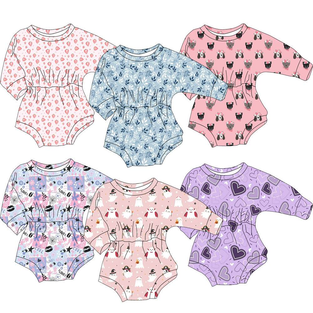 Custom moq 5 each style eta 6-7weeks baby boy clothes cow head long sleeve romper 6-25.8.7