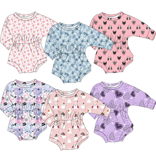 Custom moq 5 each style eta 6-7weeks baby boy clothes cow head long sleeve romper 6-25.8.7