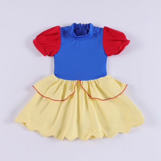 Custom moq 8 each style eta 6-7weeks baby girl clothes blue yellow short sleeve dress-25.9.16