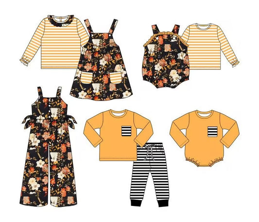 Custom moq 5 each style eta 6-7weeks baby girl clothes floral long sleeve pants set and dress and rompers 2 and top 2 and jumpsuit-25.9.4