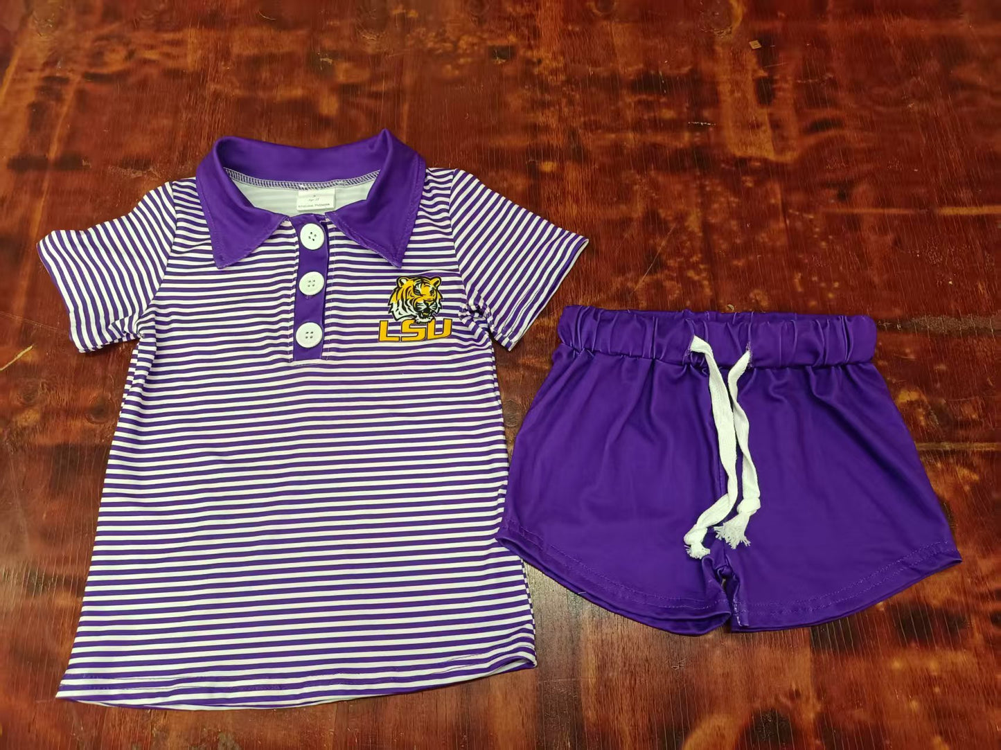 Custom moq 3 eta 6-7weeks baby boy clothes team purple short Sleeve shorts sets-25.5.10