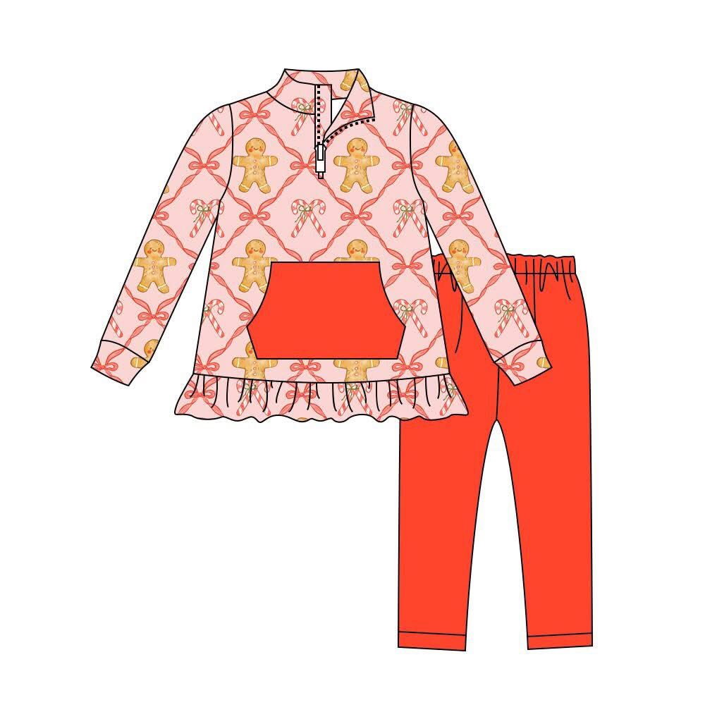 Custom moq 5 mix size milk silk summer baby girl clothes Christmas long sleeve pants sets-25.8.7
