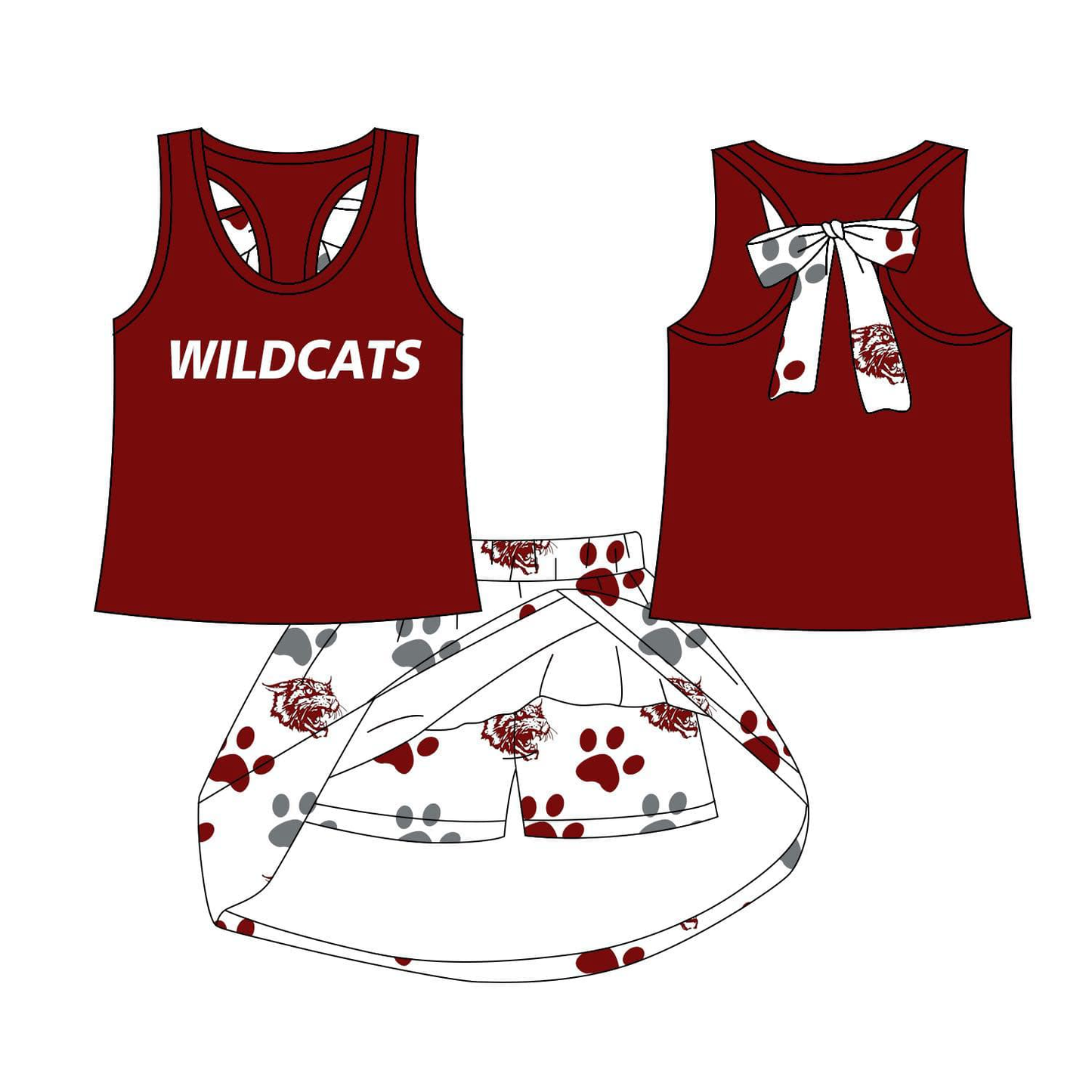 Custom moq 5 baby girls sets Summer Girls Team Skirt Shorts Set