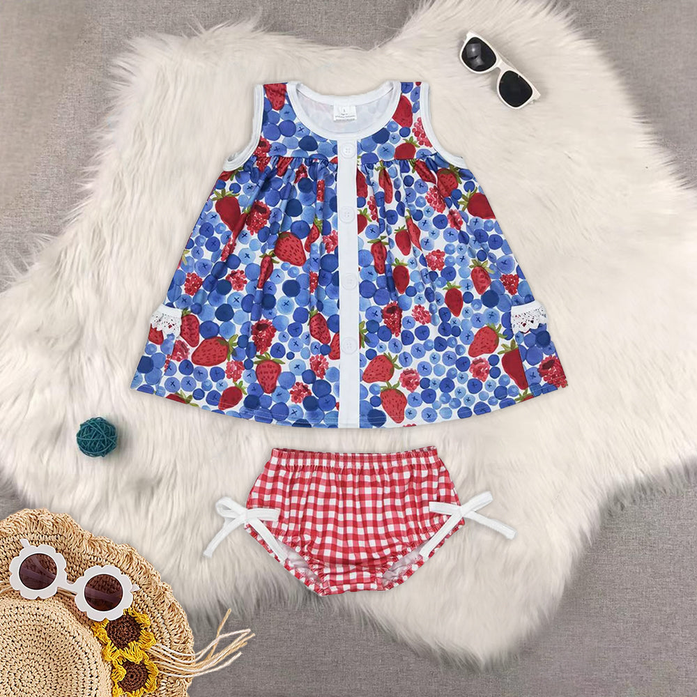 RTS NO MOQ baby girls clothes 4th of july short sleeve briefs sets