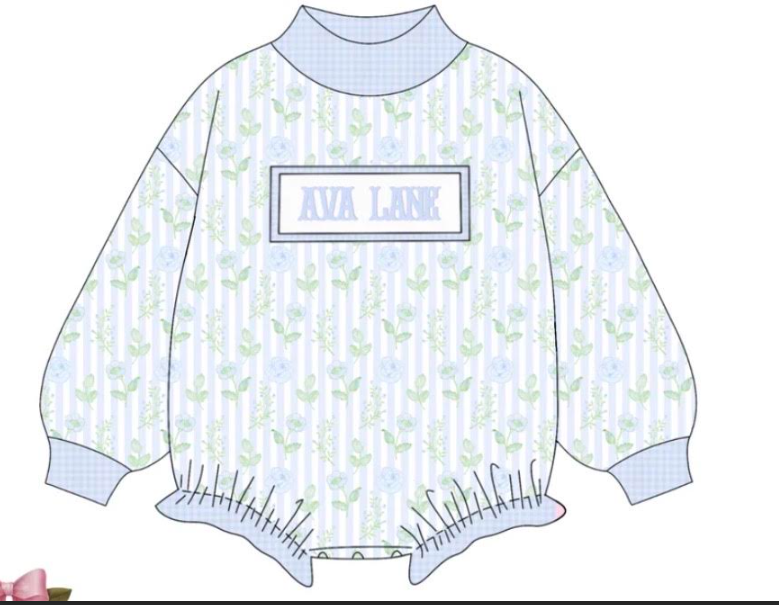 custom moq 5 mix size KNJR0103 High Neck Baby Kids Floral Mock Neck Long Sleeve Bubble Romper