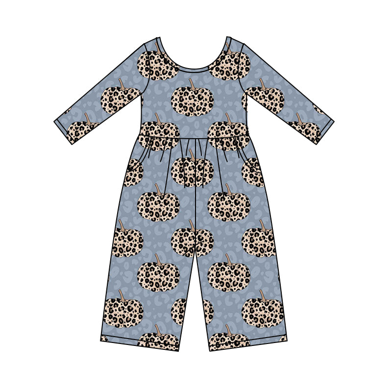 8.26 custom each style moq 5eta 4-6week baby girls clothes leopard pumpkin long sleeve baby girls jumpsuit