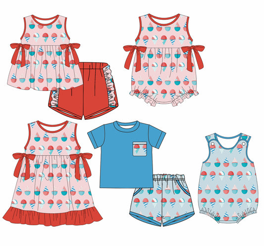 25.12.23 custom each style moq 5 eta 6-8week Sibling Sister baby short sleeve shorts sets 2 and dress and romper 2 match design