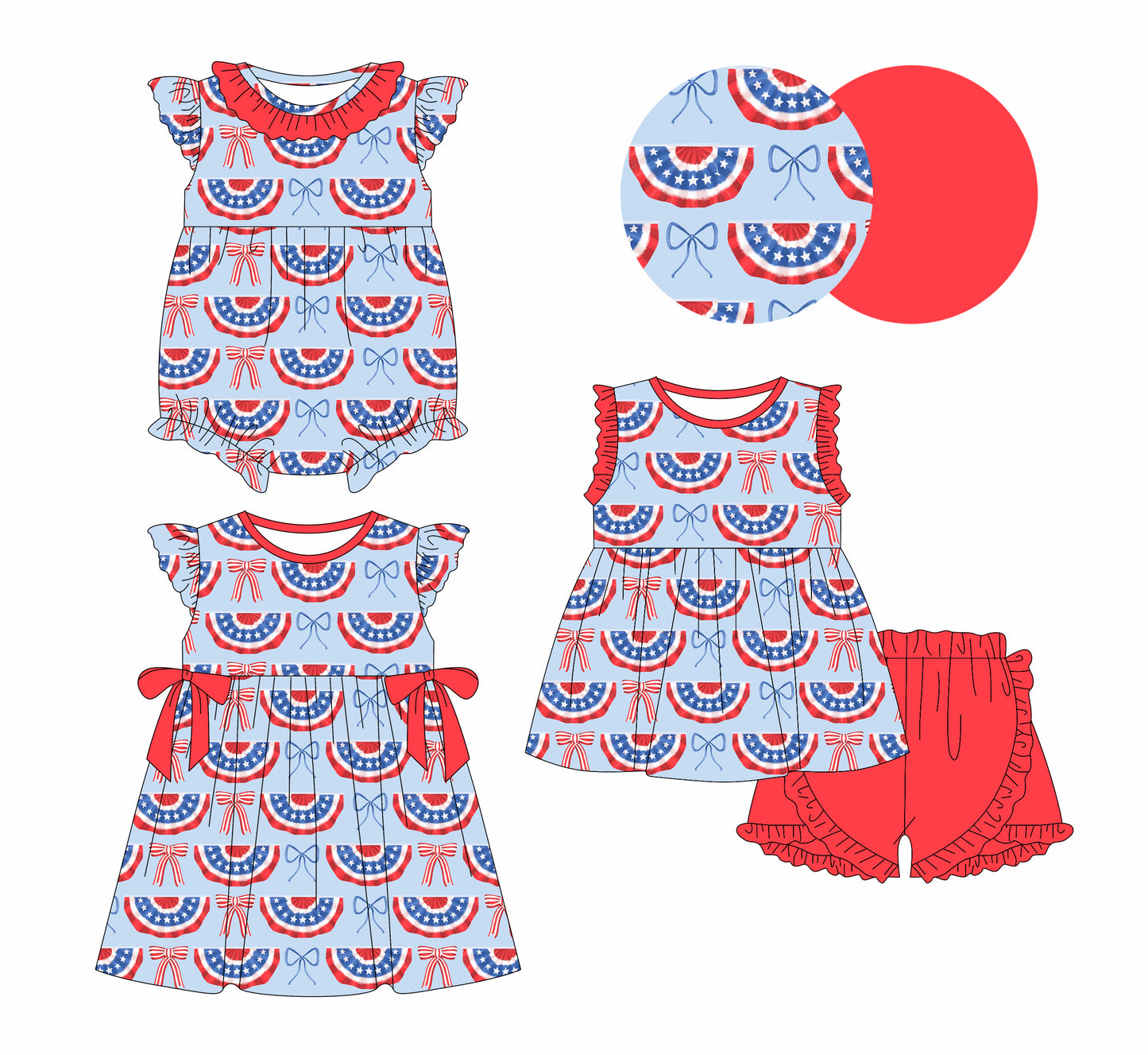 12.31 custom each style moq 5eta 4-6week Sibling Sistes bow baby girl short sleeve shorts sets and dress and rompers match family design
