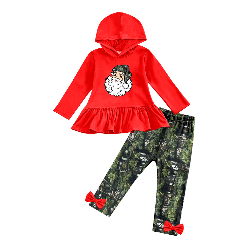 6.12 custom each style moq 5eta 4-5week Sibling Sister Christmas Santa Claus red girls hooded sets and boys sets and dress match family design