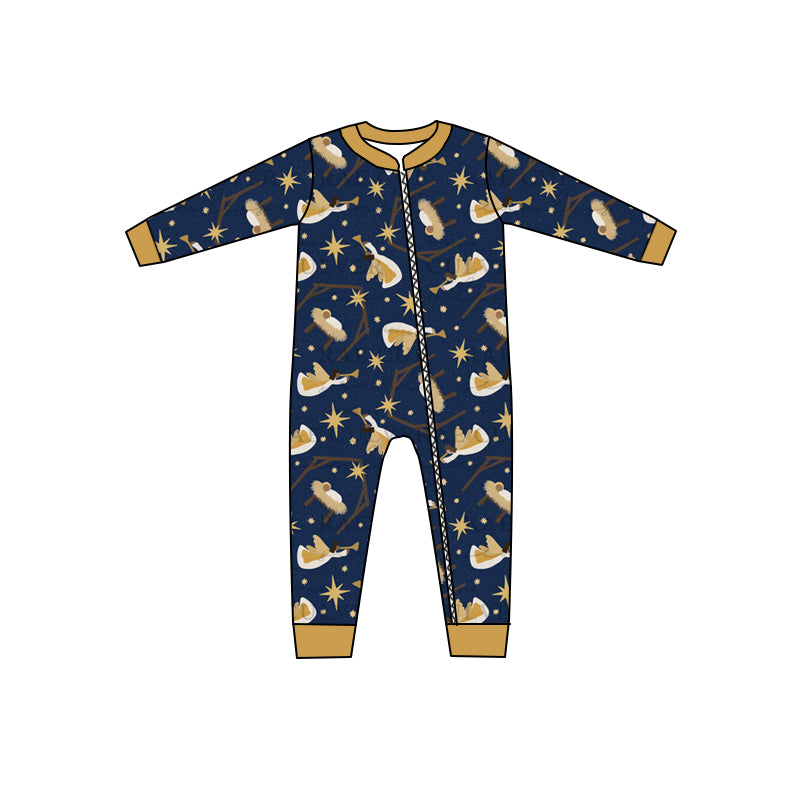 7.5 custom each style moq 5eta 4-6week Sibling Sister navy blue baby boys sets and rompers match family design