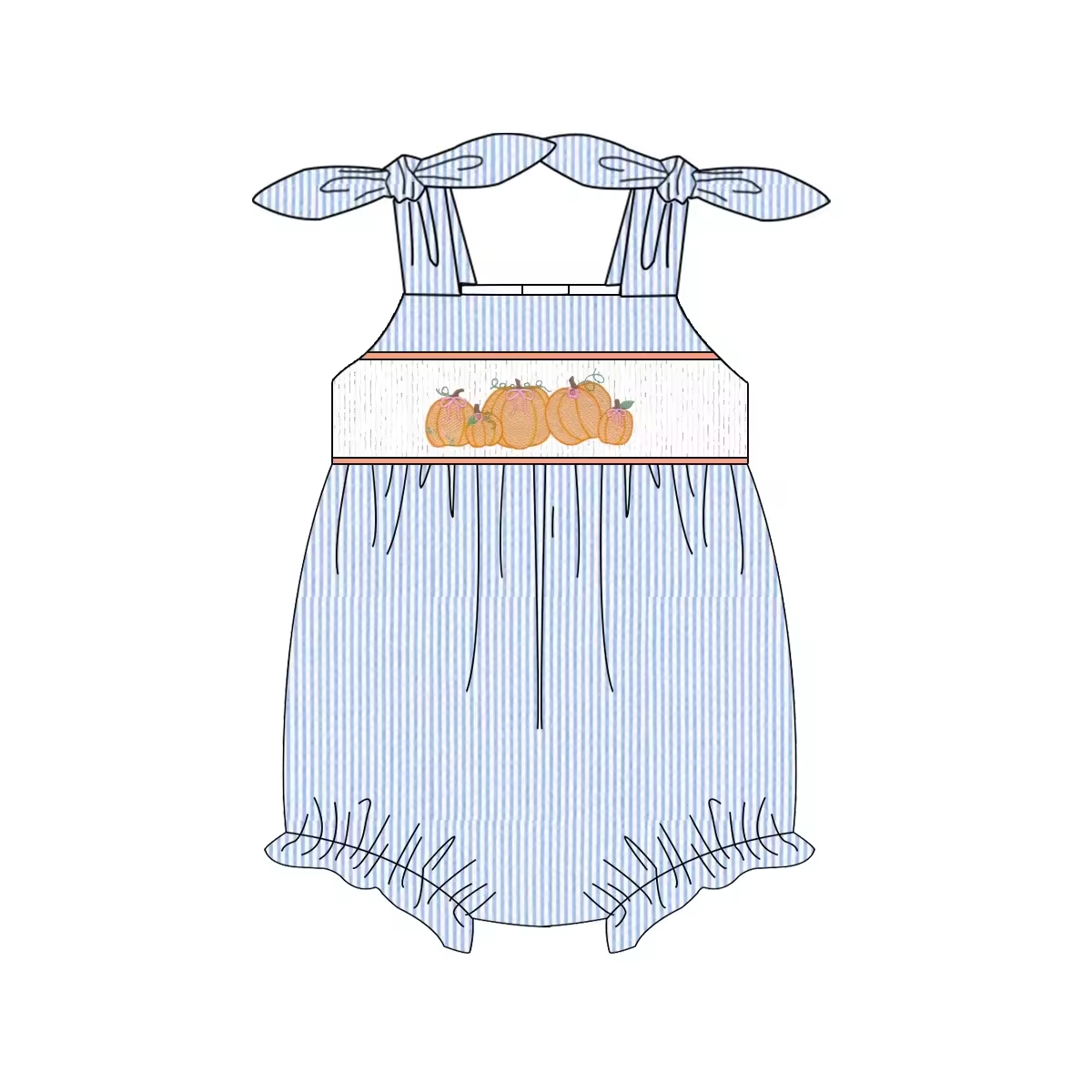 5.21custom each style moq 5eta 4-5week Sibling Sister pumpkin print orange girls and boys outfits and baby romper match family design
