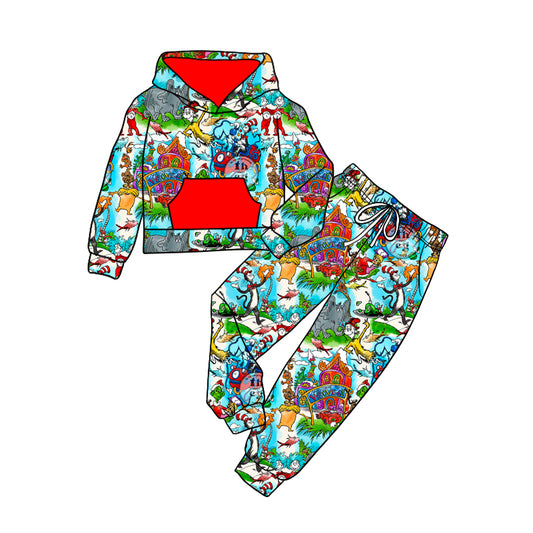 10.11 custom each style moq 5eta 4-6week baby girls clothes dr seuss hooded long sleeve pants sets