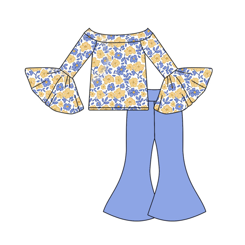 25.10.30 custom each style moq 5 eta 6-8week Sibling Sisters bow love baby girl long sleeve pants sets 4 match family design
