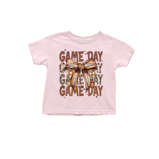 7.26 custom each style moq 5 eta 4-6week baby girls clothes game day pink short sleeve top