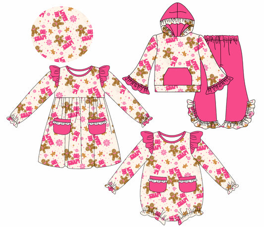 25.8.4 custom each style moq 5eta 4-6week Sibling Sisters Christmas pink baby girl long sleeve pants sets and dress and rompers match family design