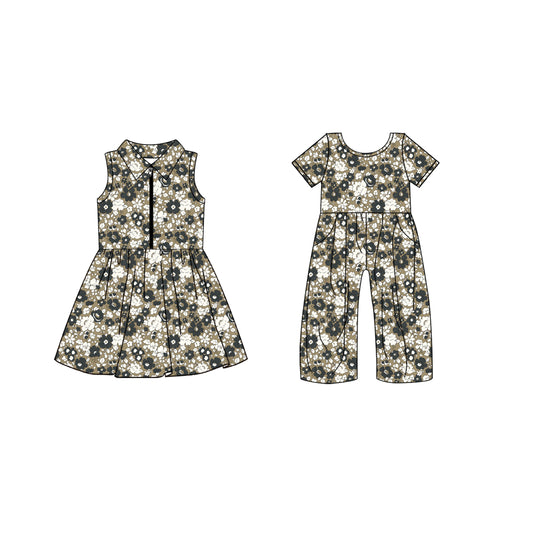5.5 custom each style moq 5eta 4-6week Sibling Sister baby girl short sleeve yoga dresses and jumpsuit match design