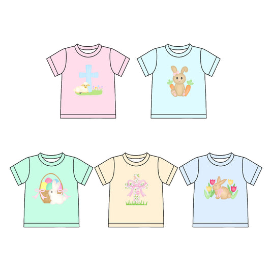 25.10.24 custom each style moq 5 eta 6-8week Sibling Sisters easter baby girl short sleeve top 5 match family design