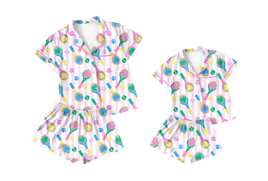 25.10.10 custom each style moq 5 eta 6-8week Sibling Sister baseball baby short sleeve shorts sets and adult set match design