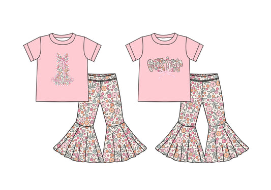 25.9.26 custom each style moq 8 eta 6-8week Sibling Sisters easter baby girl short sleeve pants sets 2 match family design