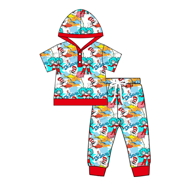 10.3 custom each style moq 5eta 4-6week baby boys clothes dr hooded short sleeve pants sets