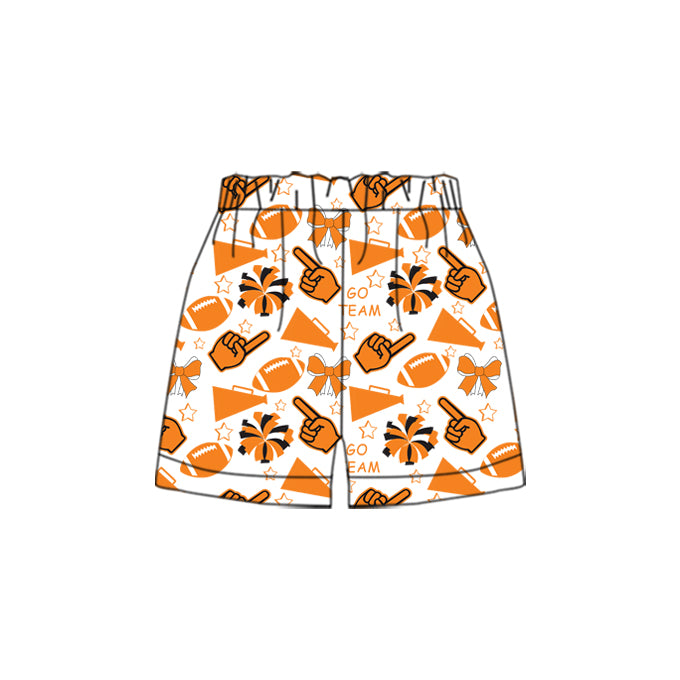 Custom moq 5 each style summer teams baby girls clothes team orange hooded long sleeve tops and short sleeve top and dress and shorts-25.6.12