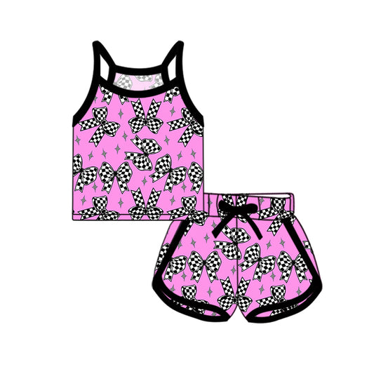 3.11 custom each style moq 5eta 4-6week Sibling Sister bow baby girl short sleeve shorts sets and dresses match design