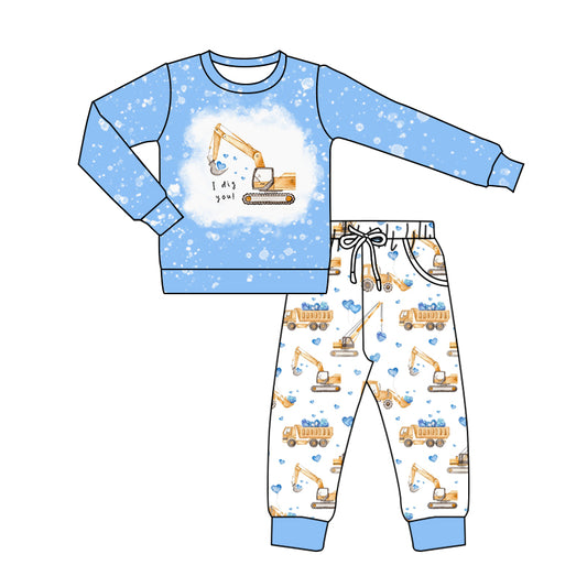 10.16 custom each style moq 5eta 4-6week baby boys clothes love blue and white long sleeve pants sets