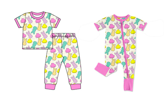 25.9.24 custom each style moq 8 eta 6-8week Sibling Sisters bunny baby girl clothes short sleeve pants sets and romper match family design
