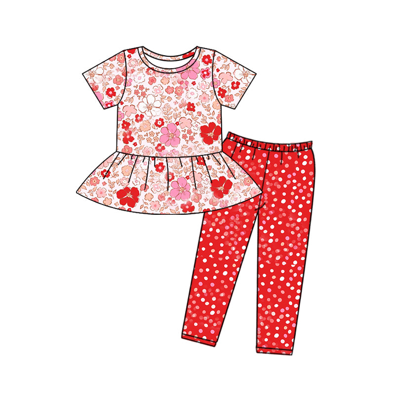 11.3 custom each style moq 5eta 4-6week Sibling Sister floral baby girls short sleeve pants sets 1 and easter girl short sleeve pants sets 2 match design