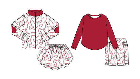 25.8.30 custom each style moq 5eta 4-6week Sibling Sisters baseball baby girl long sleeve shorts sets and skirts sets match family design