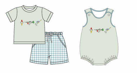 25.10.23 custom each style moq 5 eta 6-8 week Sibling Sister gun baby boy short sleeve shorts sets and boy rompers match family design