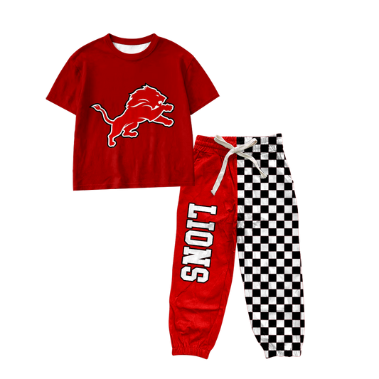 custom moq 5 mix size MSD071108 Baby Kids Short Sleeve Shirt Plaid Patchwork Long Pants Team Set