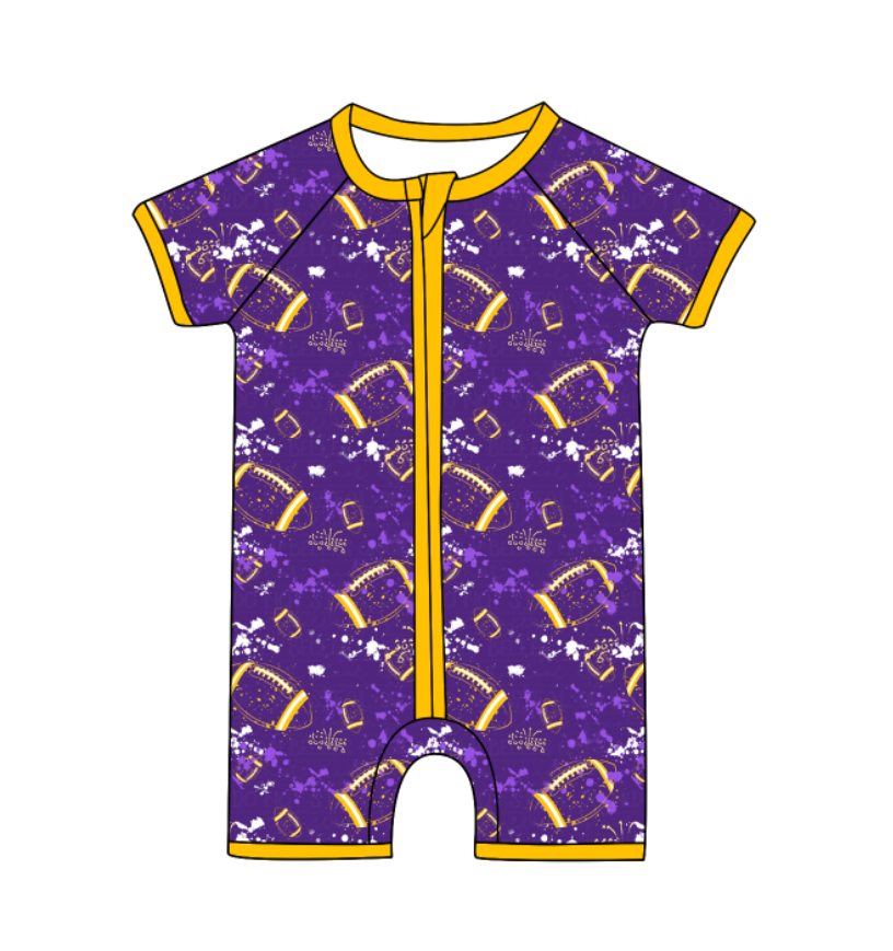Custom moq 5 mix size milk silk summer teams Baby Football Short Sleeve Zipper  Romper