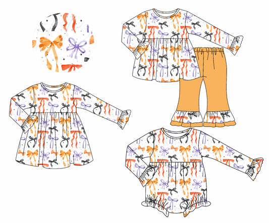 25.7.9 custom each style moq 5eta 4-6week Sibling Sisters bow baby girl long sleeve pants sets and dress and rompers match family design