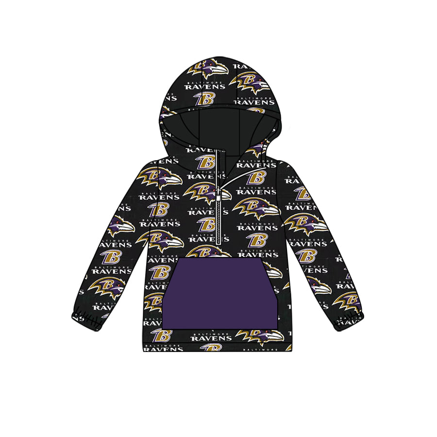custom moq 3 eta 6-7weeks Black Purple Team Hat Zip-Up Hoodie pullover
