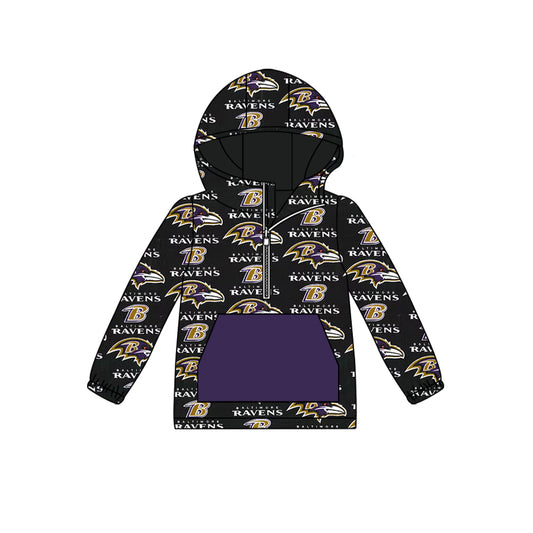 custom moq 3 eta 6-7weeks Black Purple Team Hat Zip-Up Hoodie pullover
