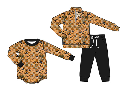 25.7.18 custom each style moq 5eta 4-6week Sibling Sister halloween baby boy long sleeve pants sets and rompers match family design
