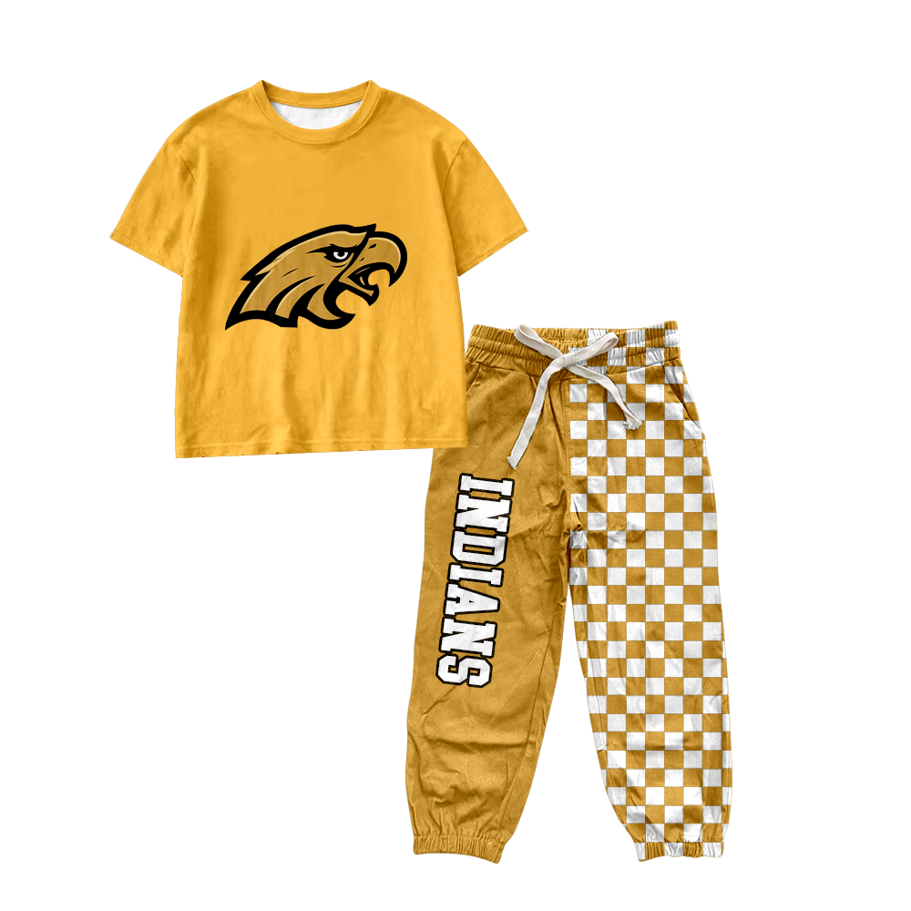 custom moq 5 mix size MSD070708 Baby Kids Short Sleeve Shirt Top Checked Long Pants Casual Set