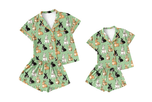 25.10.1 custom each style moq 5eta 4-6week Sibling Sister easter bunny baby short sleeve shorts sets and adult set match design
