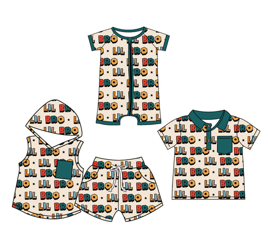11.20 custom each style moq 5eta 4-6week Sibling Sister BRO baby boy short sleeve shorts sets and boy romper and top match design