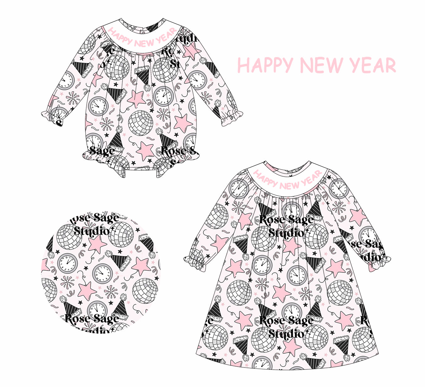 25.7.24 custom each style moq 5eta 4-6week Sibling Sisters new year baby girl long sleeve dress and rompers match family design