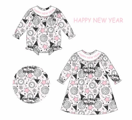 25.7.24 custom each style moq 5eta 4-6week Sibling Sisters new year baby girl long sleeve dress and rompers match family design