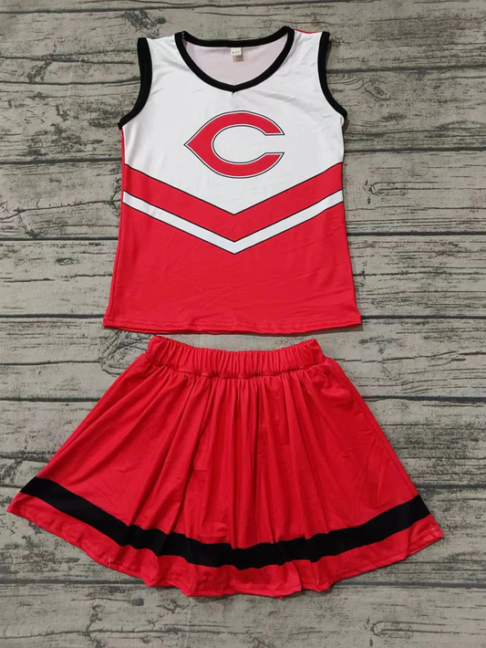 Custom moq 5 each style eta 6-7weeks baby girl clothes team red sleeveless skirts sets-25.8.6