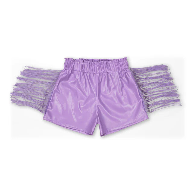 RTS NO MOQ Sibling Baby Girls Tassels Fashion Sibling Sister Pleather Shorts