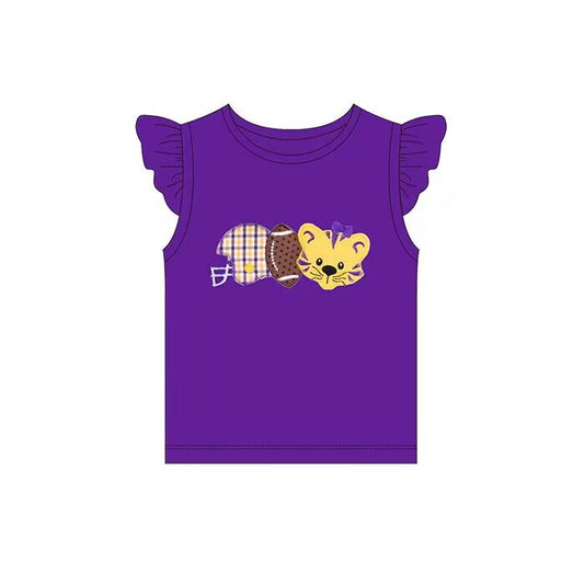 custom moq 3 team Panthers eta 6-8weeks girls purple short sleeves top