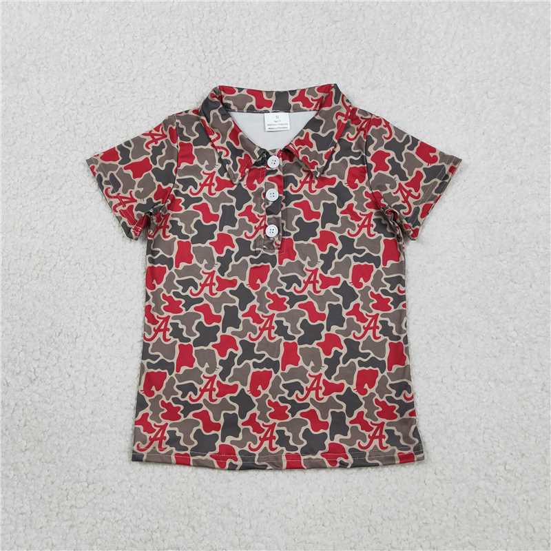 custom moq 5 mix size VAHG01 Adult Camo Print Short Sleeve Team Button Polo Shirts Top