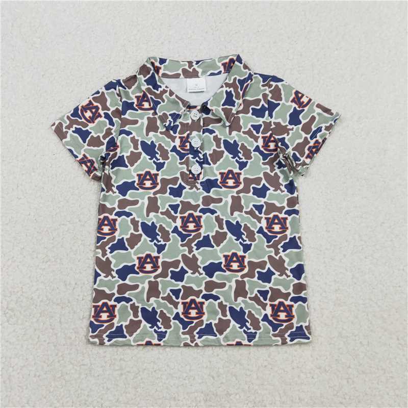custom moq 5 mix size VAHG01 Adult Camo Print Short Sleeve Team Button Polo Shirts Top